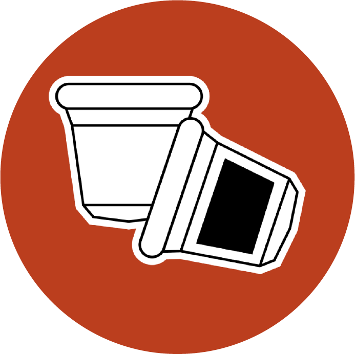 Icono de color rojo que representa la categoría de cápuslas de cafés compatibles de Catunambú.