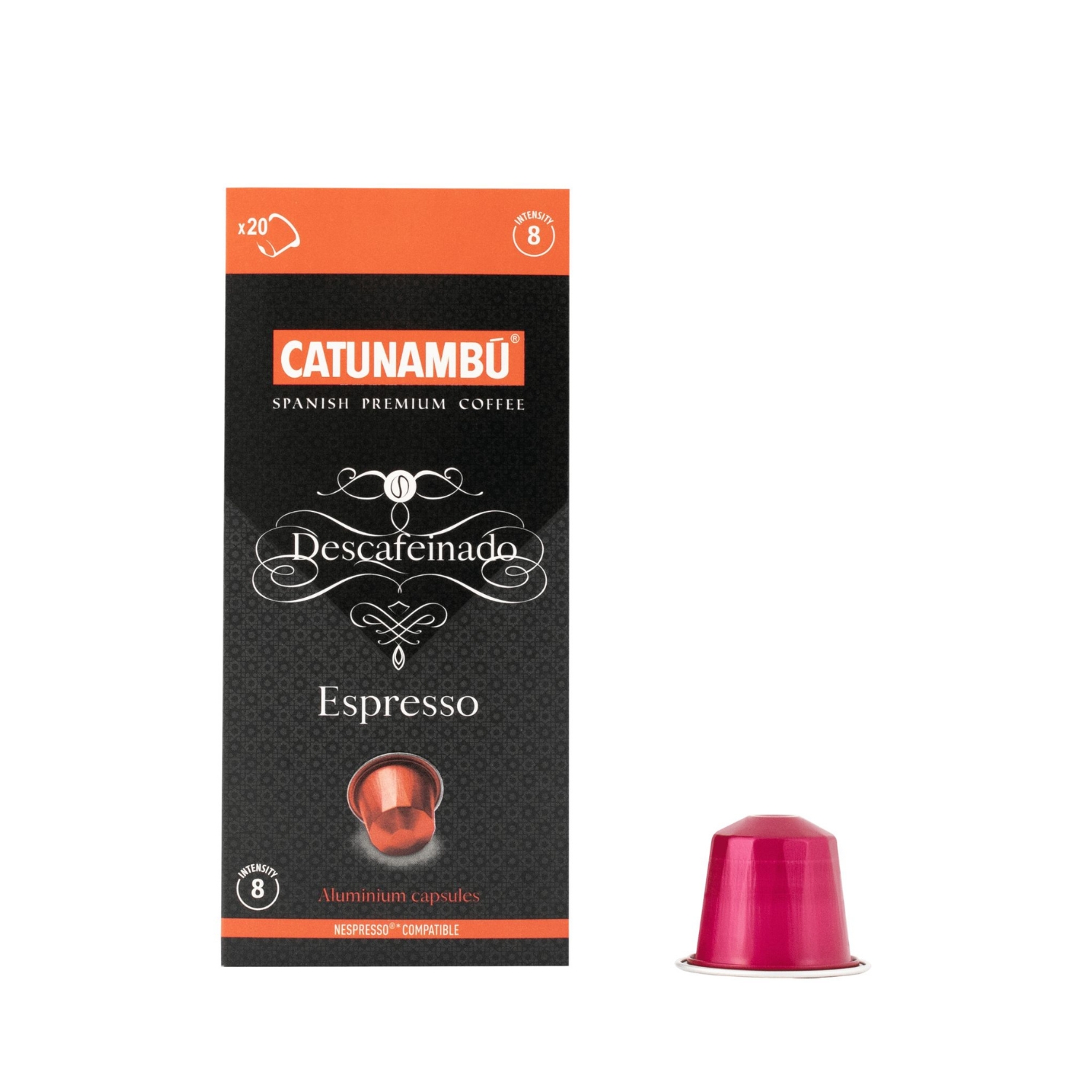 Paquete de 20 cápsulas Espresso Descafeinado compatibles con Nespresso.