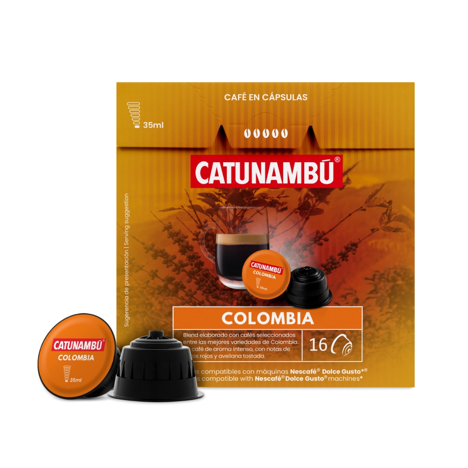 Paquete de 16 cápsulas Colombia compatibles con Dolce Gusto.
