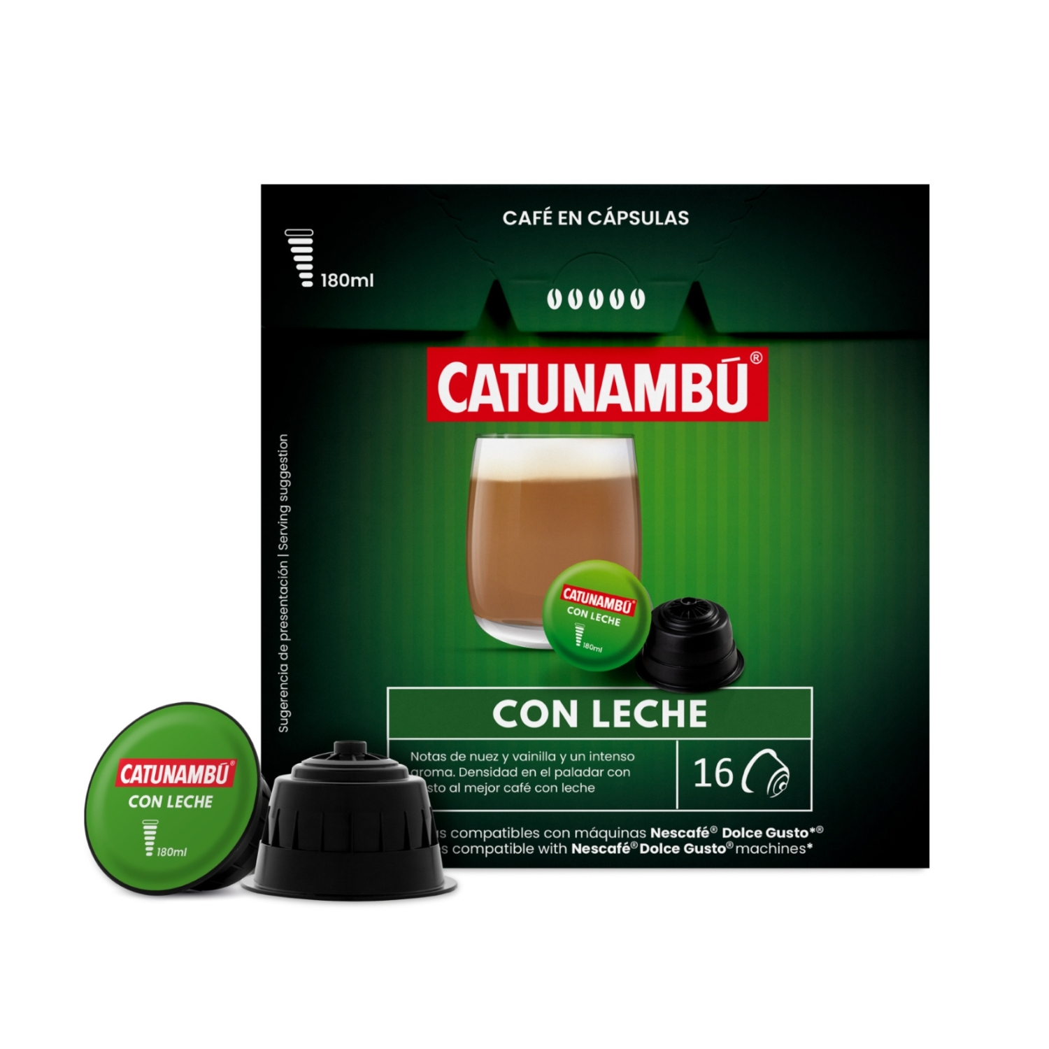 Paquete de 16 cápsulas Café Con Leche compatibles con Dolce Gusto.