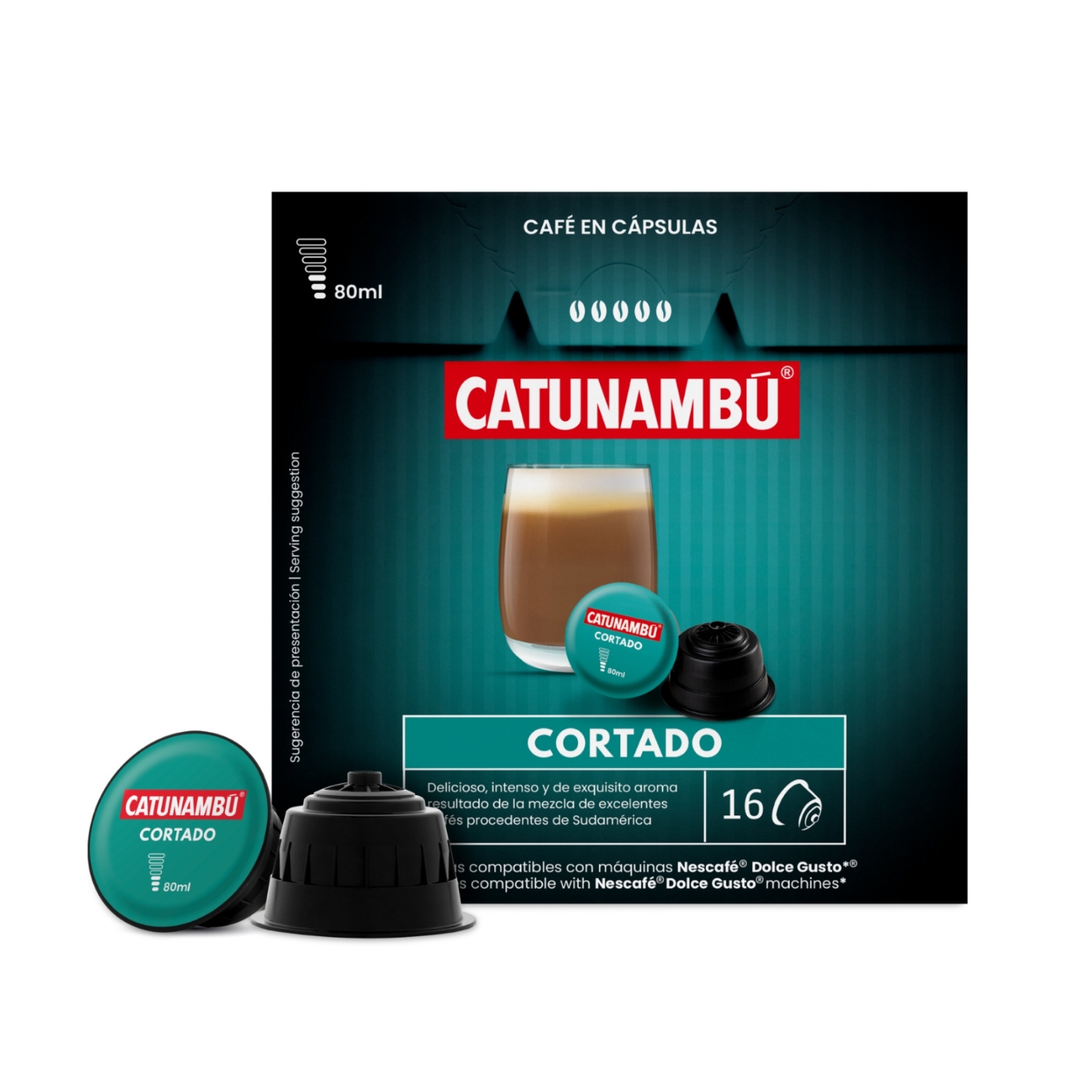 Paquete de 16 cápsulas Cortado compatibles con Dolce Gusto.