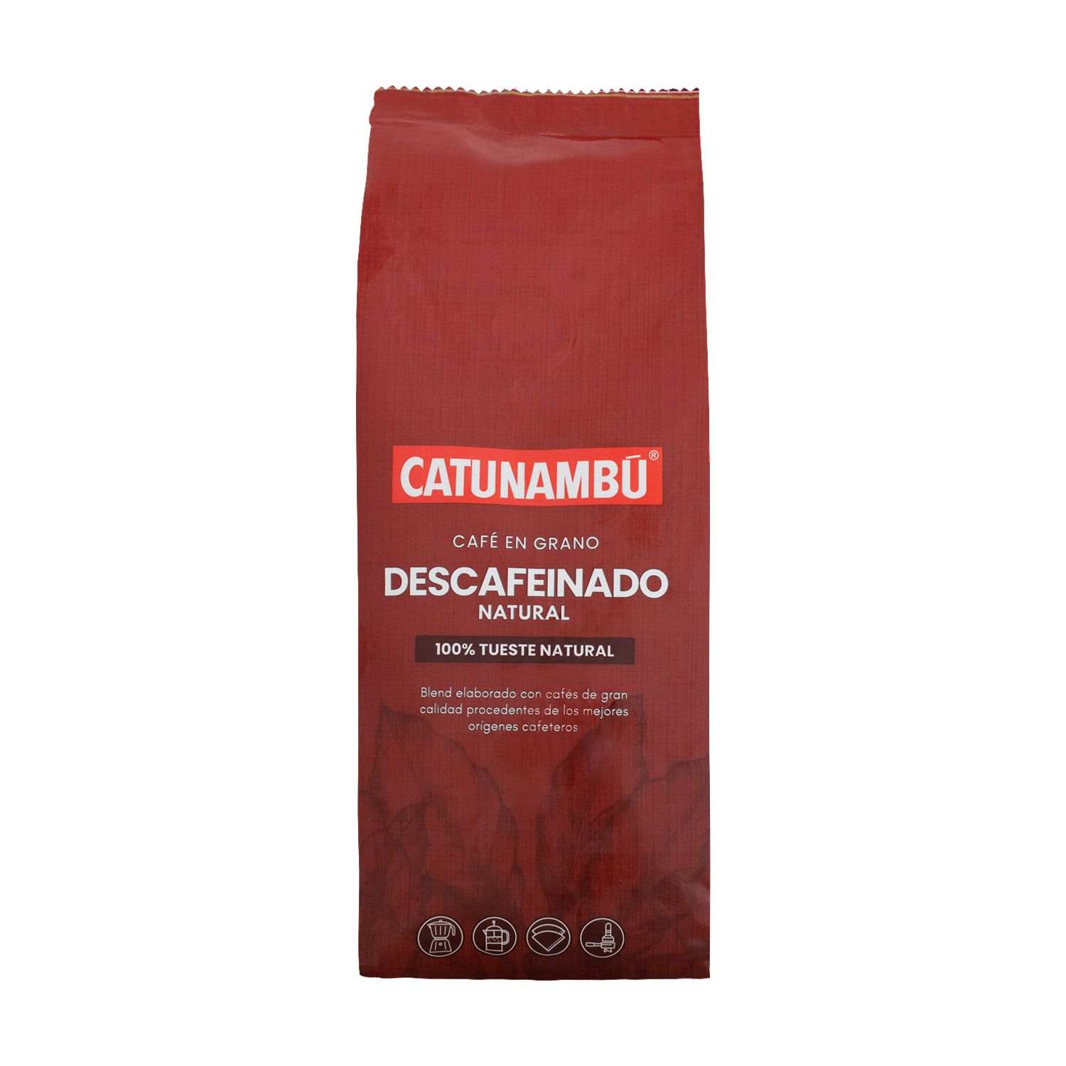 Paquete de café en grano descafeinado Catunambú de 250gr.