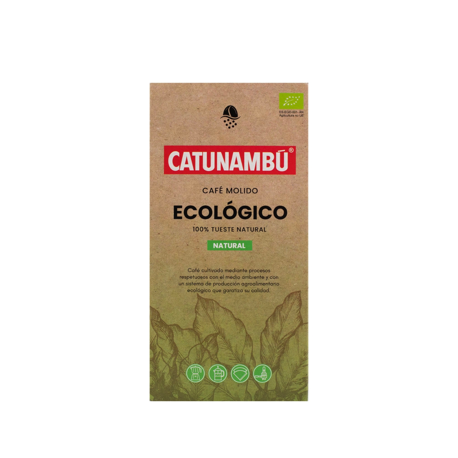 Paquete de café molido natural Ecológico Catunambú de 250gr.