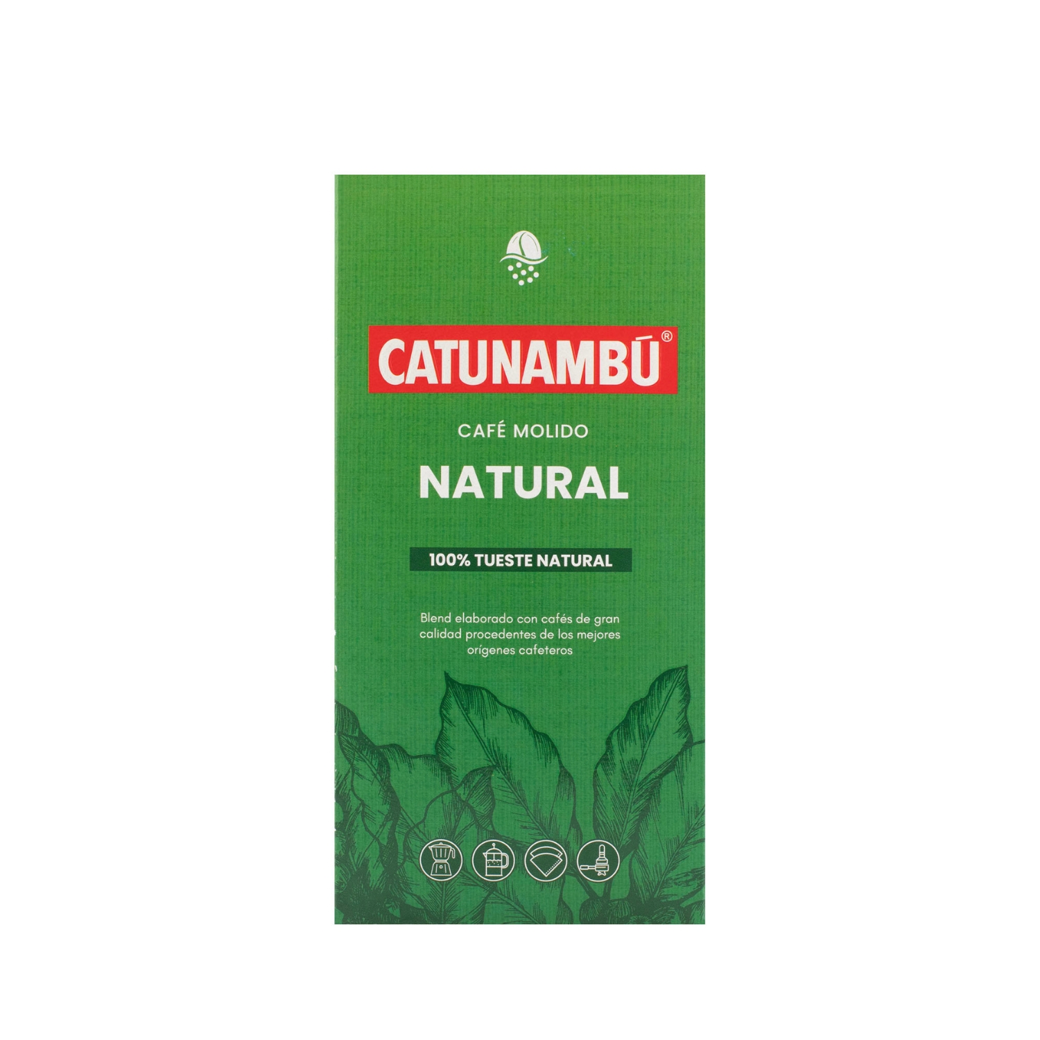 Paquete de café molido Natural Catunambú de 250gr y 500gr.