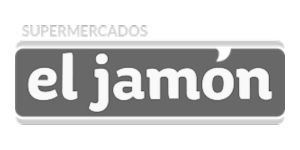 Detalle del logo de El Jamón en tonos grises.