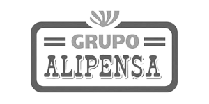 Detalle del logo de Grupo Alipensa en tonos grises.